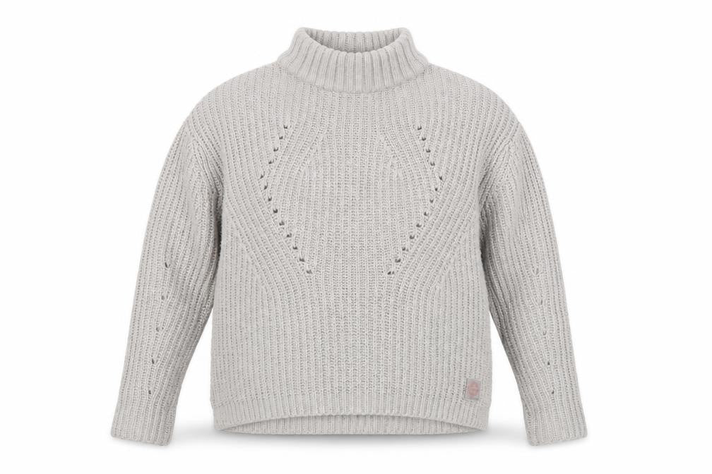 Superdry Women Grey Mock Neck Chunky-Knit Jumper Size S