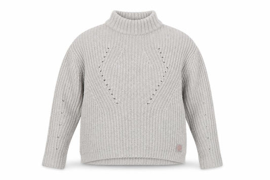 Superdry Women Grey Mock Neck Chunky-Knit Jumper Size S