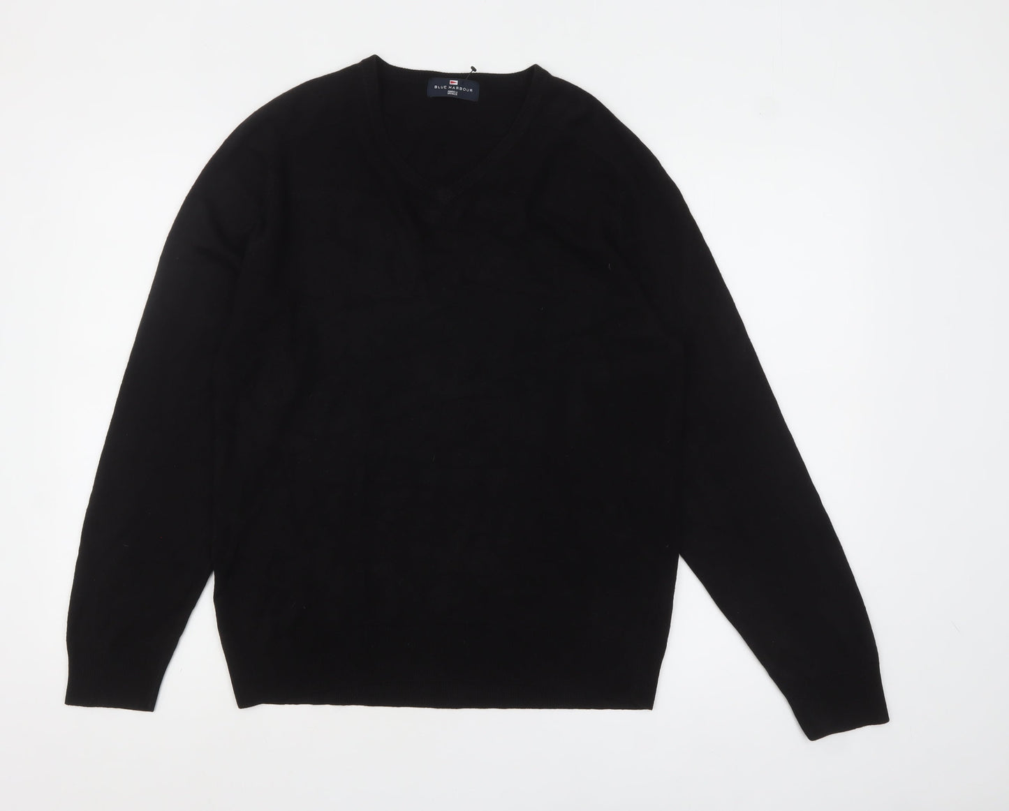 Marks and Spencer Men's Black V-Neck Acrylic Jumper Medium Regular Fit