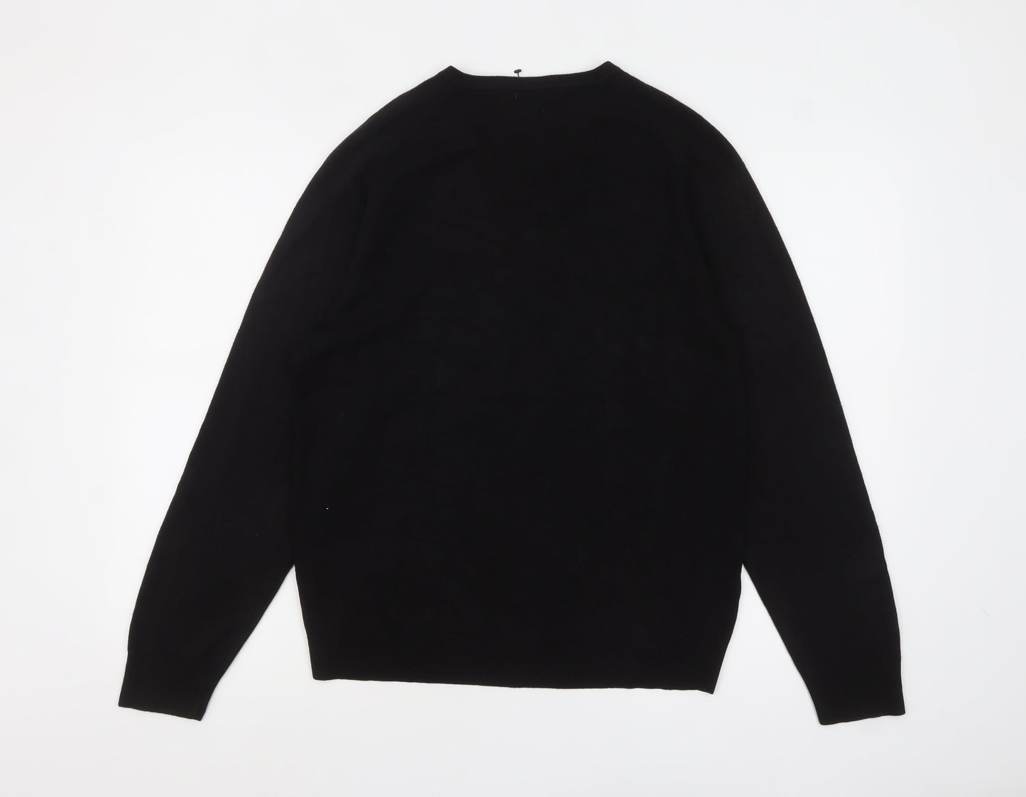 Marks and Spencer Men's Black V-Neck Acrylic Jumper Medium Regular Fit