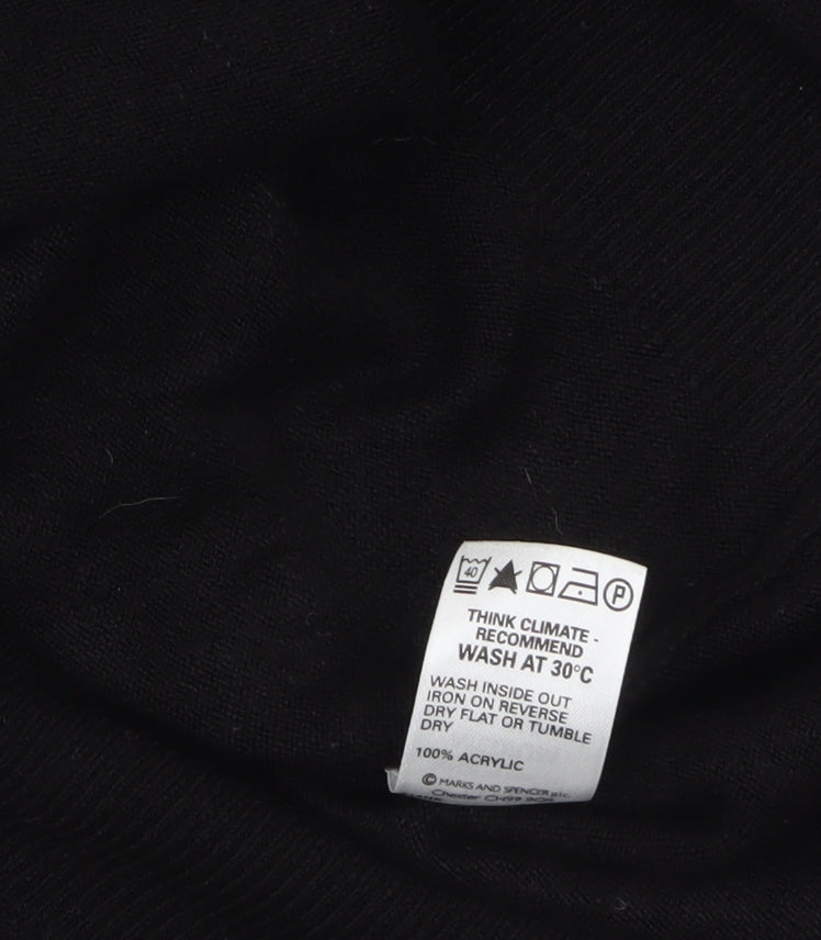 Marks and Spencer Men's Black V-Neck Acrylic Jumper Medium Regular Fit