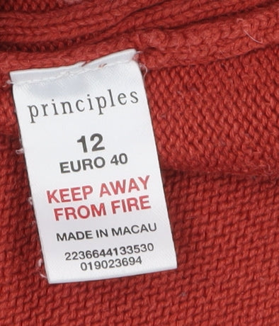 Principles Women’s Red Roll Neck Cotton Jumper Size 12