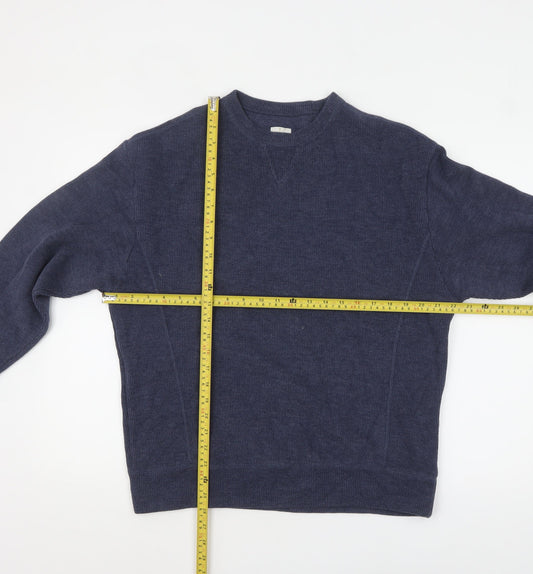 Calvin Klein Jeans Men's Blue Crew Neck Cotton Pullover Jumper Size M