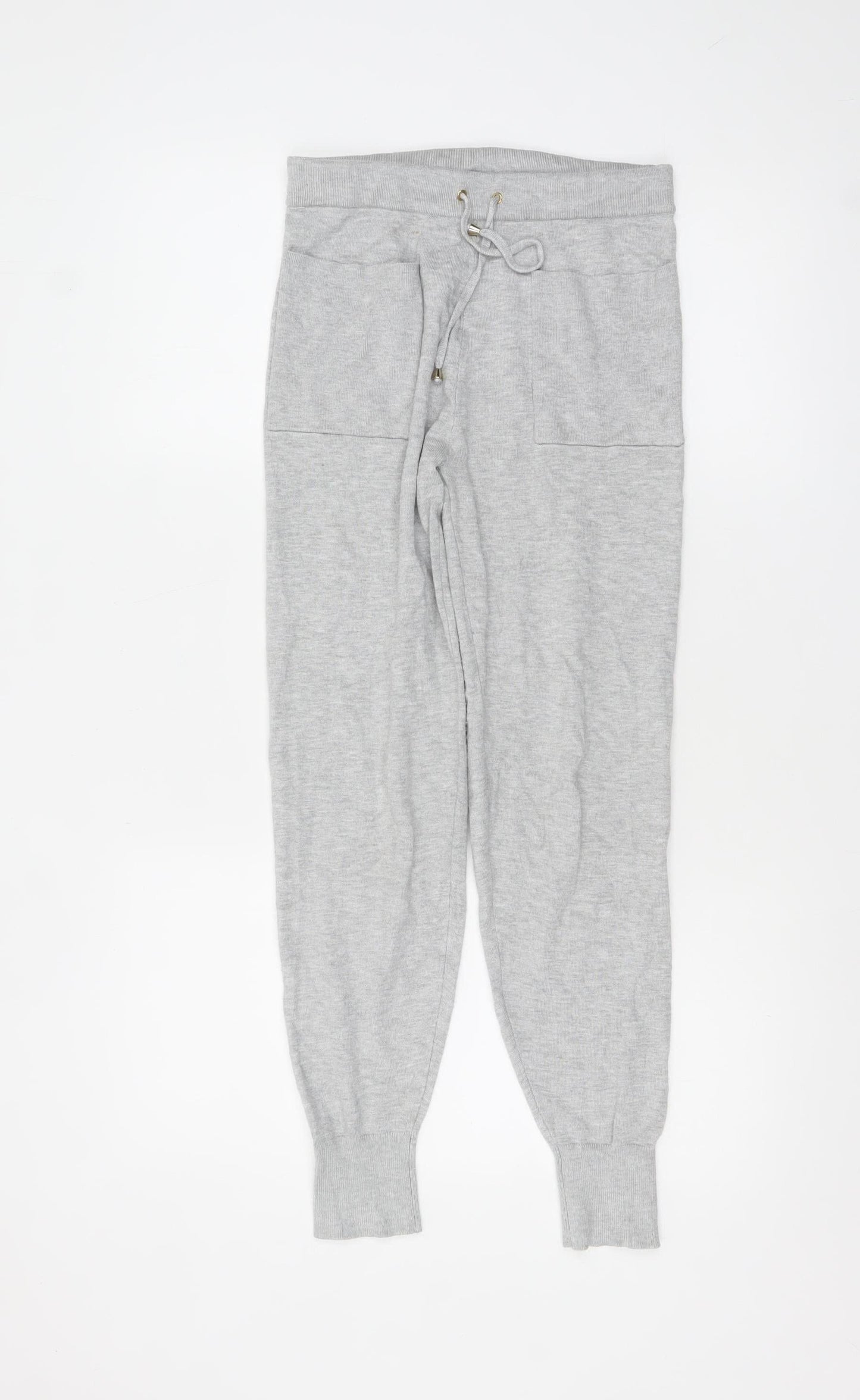 Oasis Women Grey XS Knit Jogger Trousers with Drawstring Waist