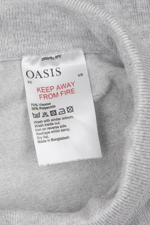 Oasis Women Grey XS Knit Jogger Trousers with Drawstring Waist