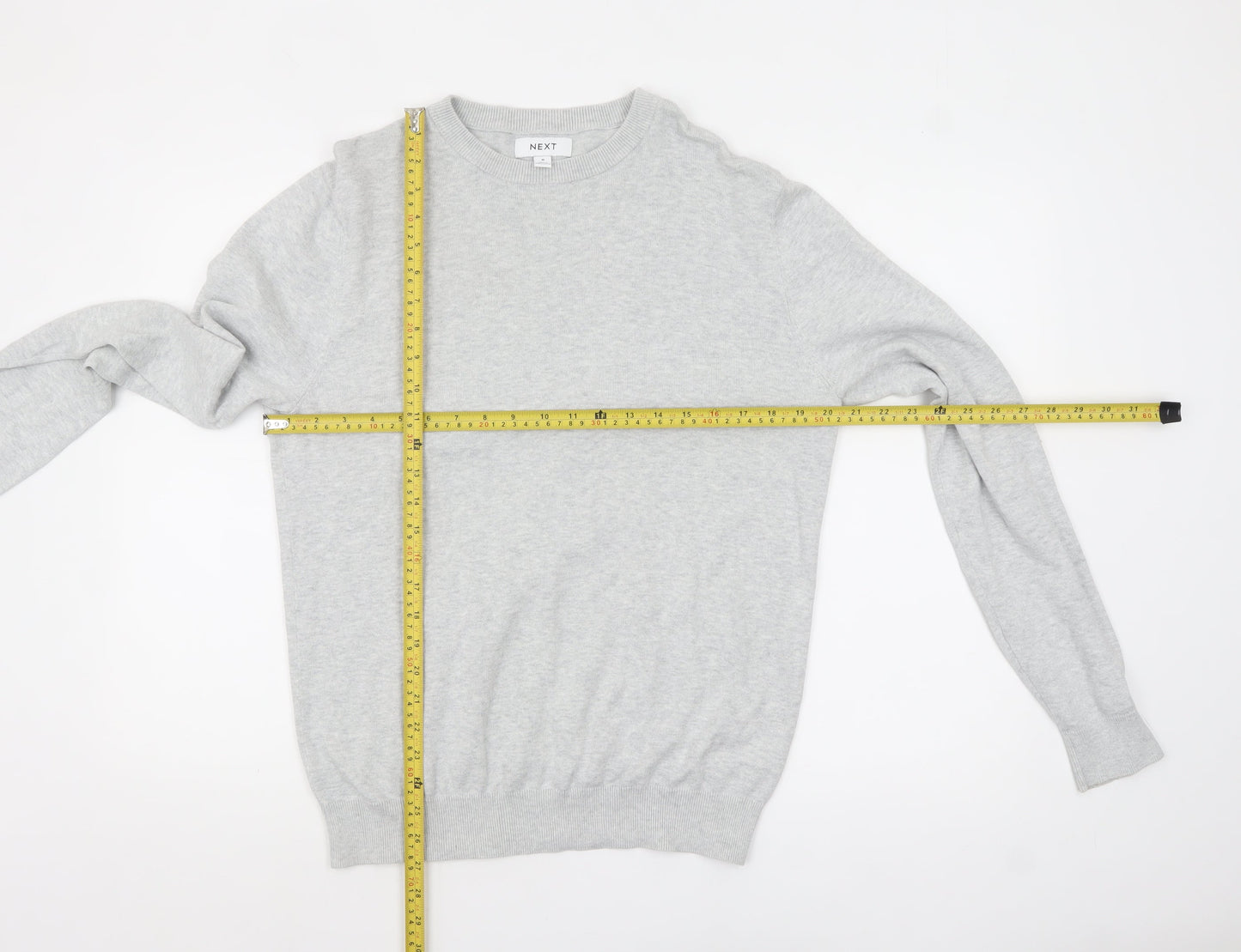 Next Men's Grey Cotton Crew Neck Jumper Size M