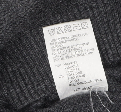 Laura Scott Women's Grey Roll Neck Long Sleeve Knit Jumper Size 16