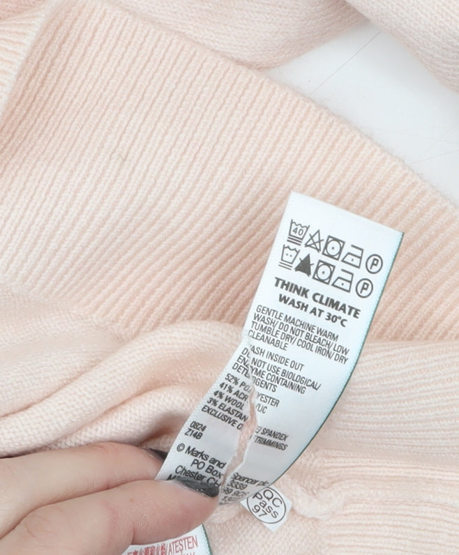 Marks and Spencer Womens Pink Crew Neck Wool Blend Jumper M