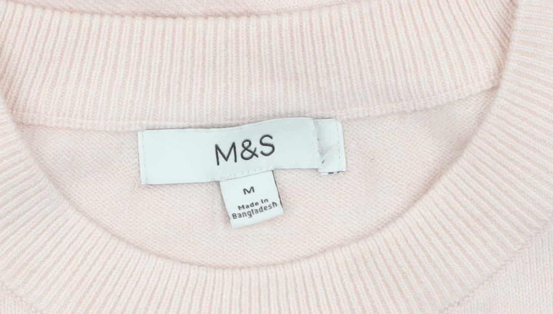 Marks and Spencer Womens Pink Crew Neck Wool Blend Jumper M