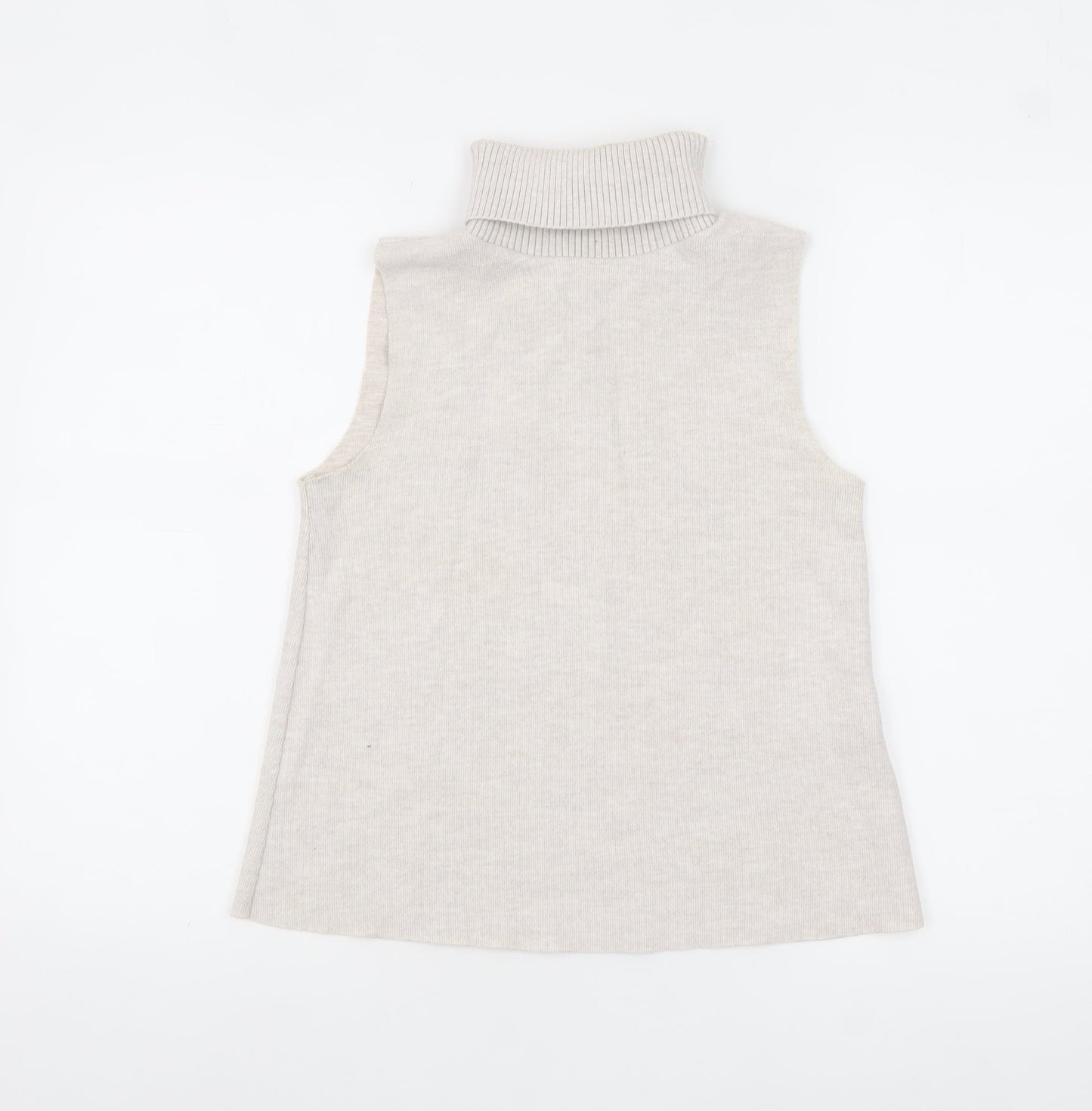 Zara Women Beige Sleeveless Roll Neck Knit Tank Top Size S