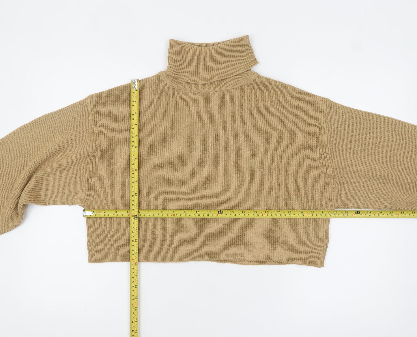 H&M Women Beige Roll Neck Knit Pullover Jumper Size M