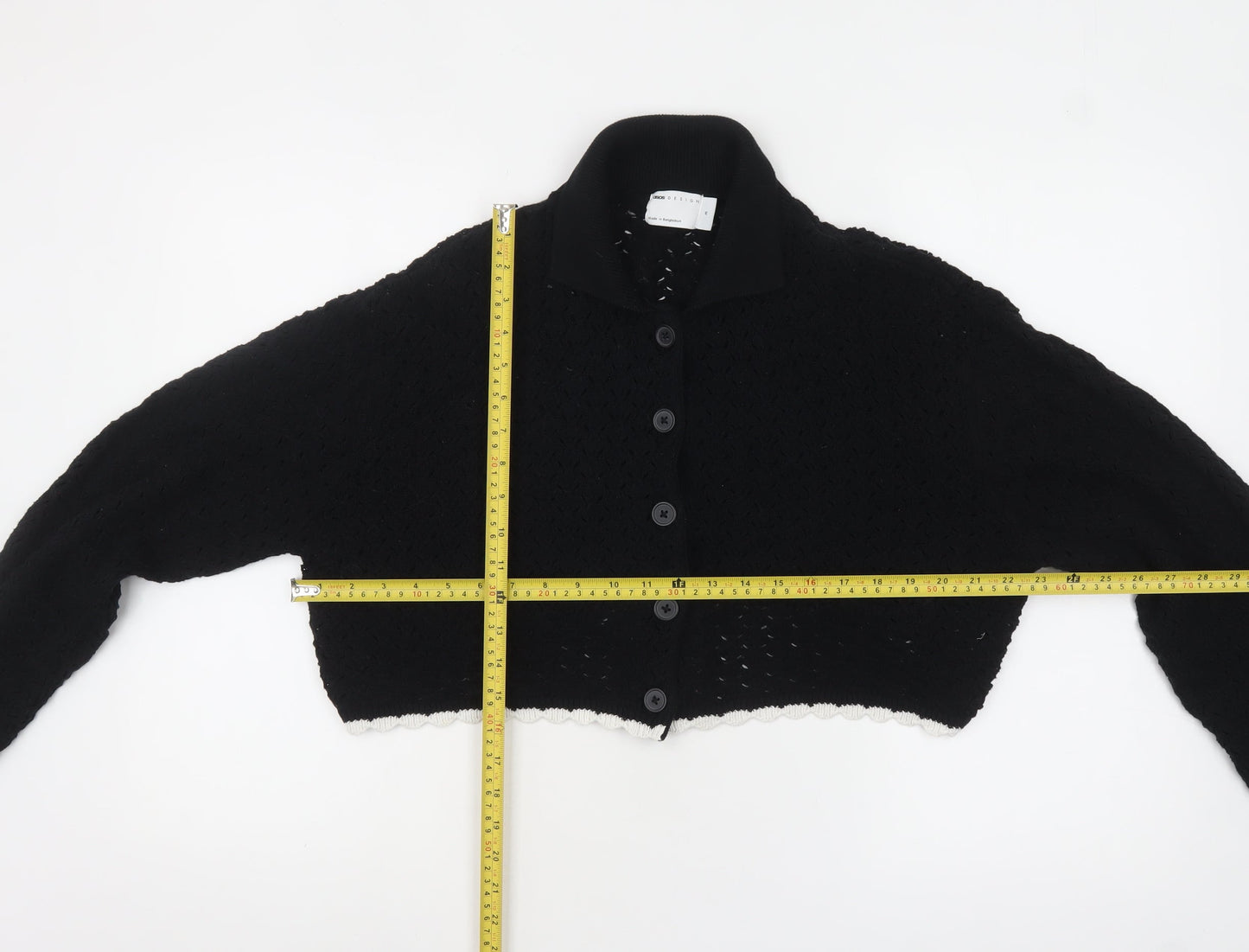 ASOS DESIGN Women Black Cotton Collared Cardigan M UK 12-14