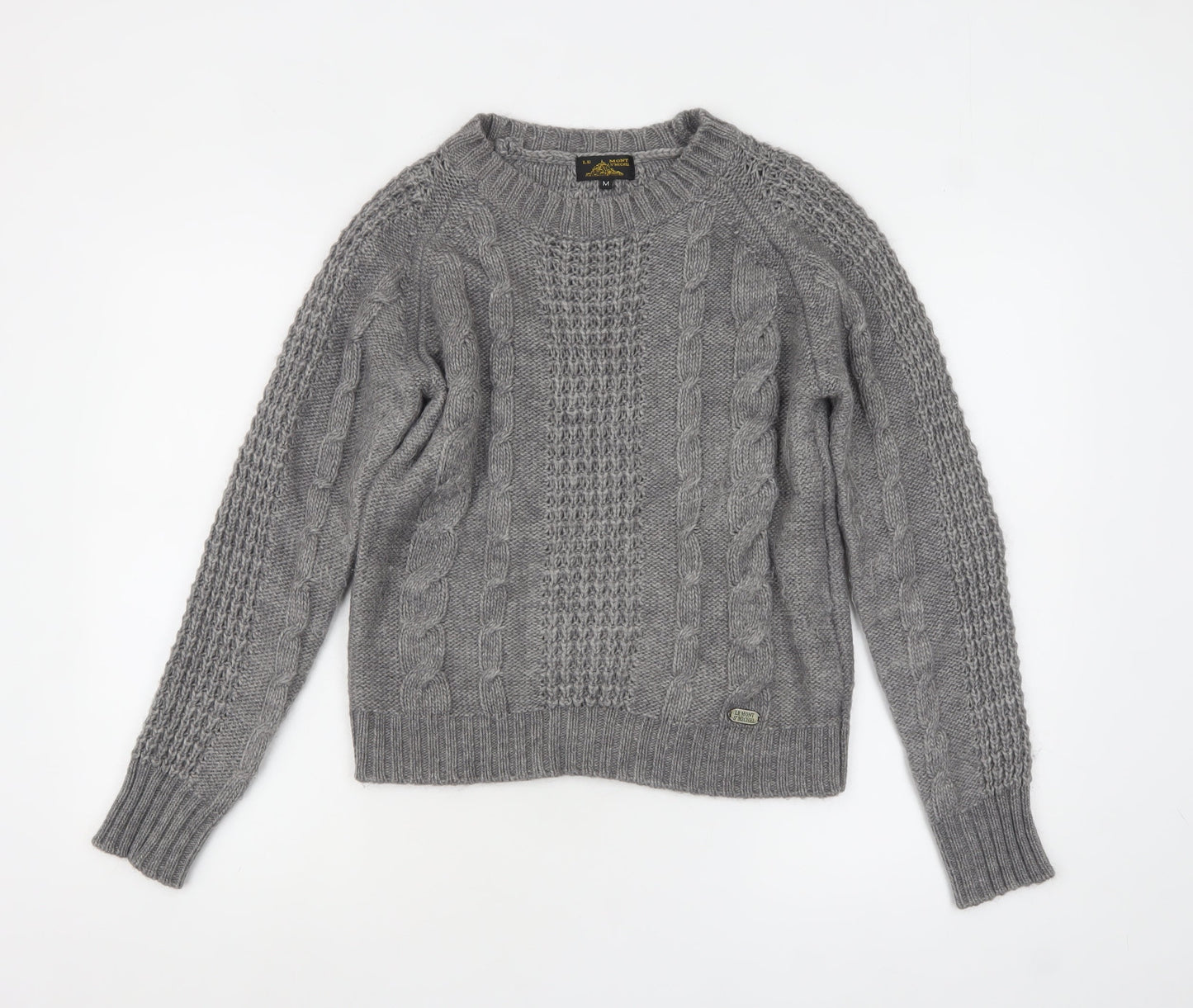 Le Mont St Michel Womens Grey Cable-Knit Acrylic Alpaca Jumper M