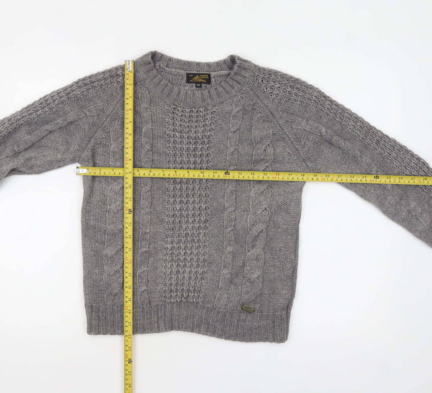 Le Mont St Michel Womens Grey Cable-Knit Acrylic Alpaca Jumper M