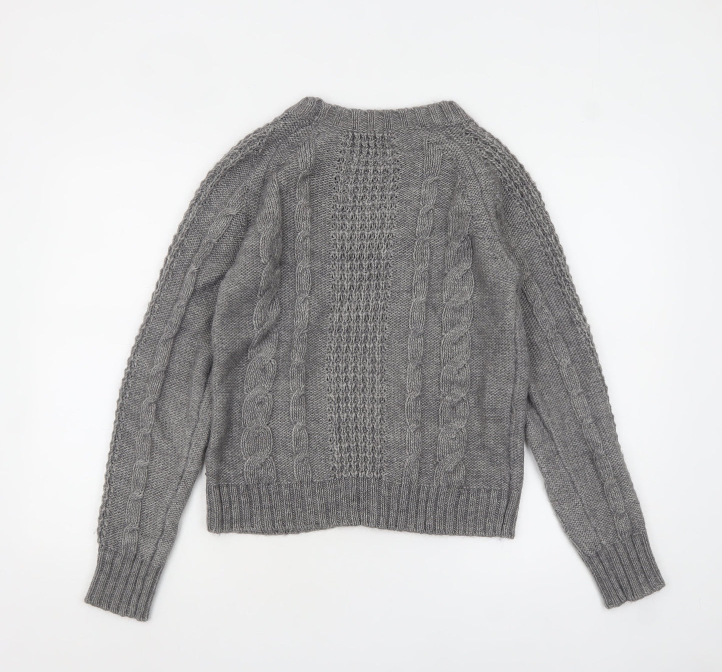 Le Mont St Michel Womens Grey Cable-Knit Acrylic Alpaca Jumper M