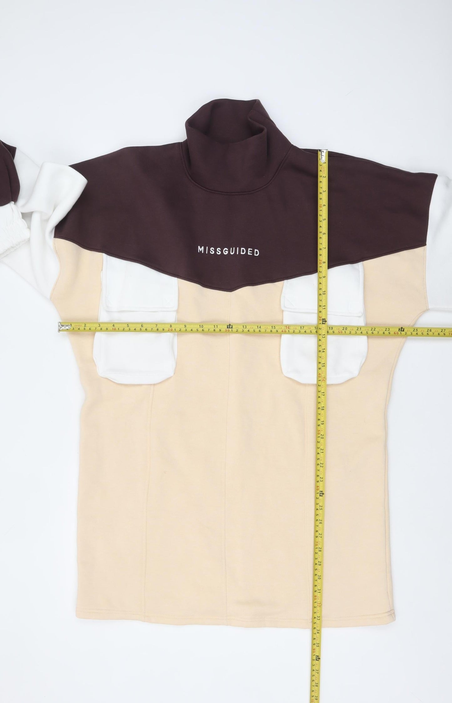 Missguided Women’s Beige Colourblock T-Shirt Dress UK 8 Tall