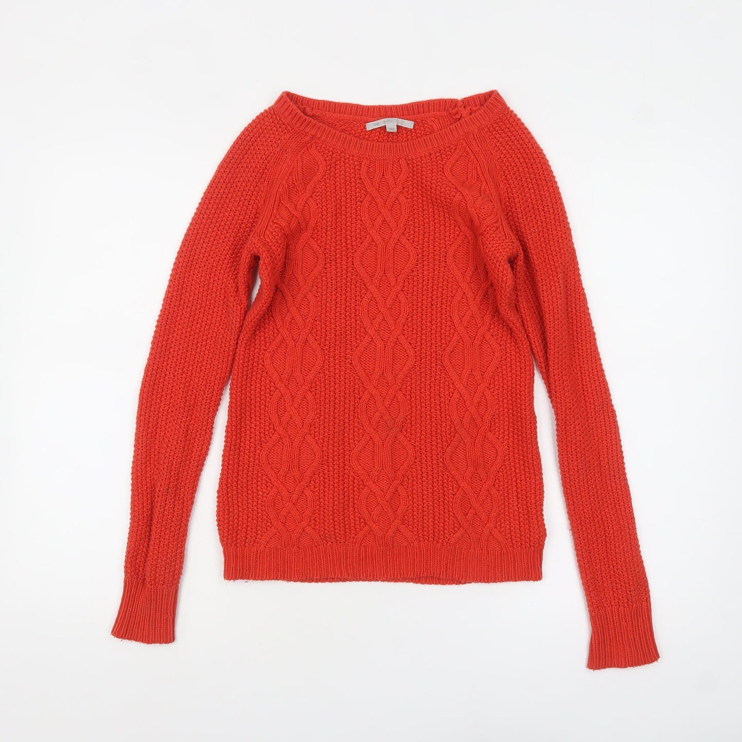 Gap Womens Red Cable-Knit Boat Neck Pullover Jumper XXS