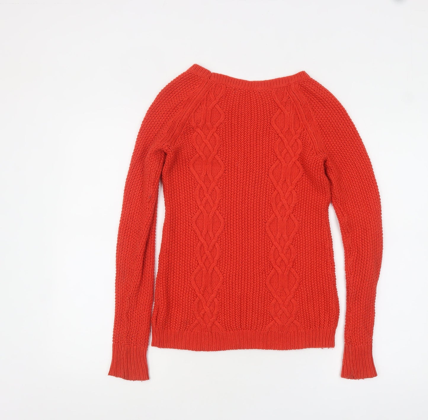 Gap Womens Red Cable-Knit Boat Neck Pullover Jumper XXS