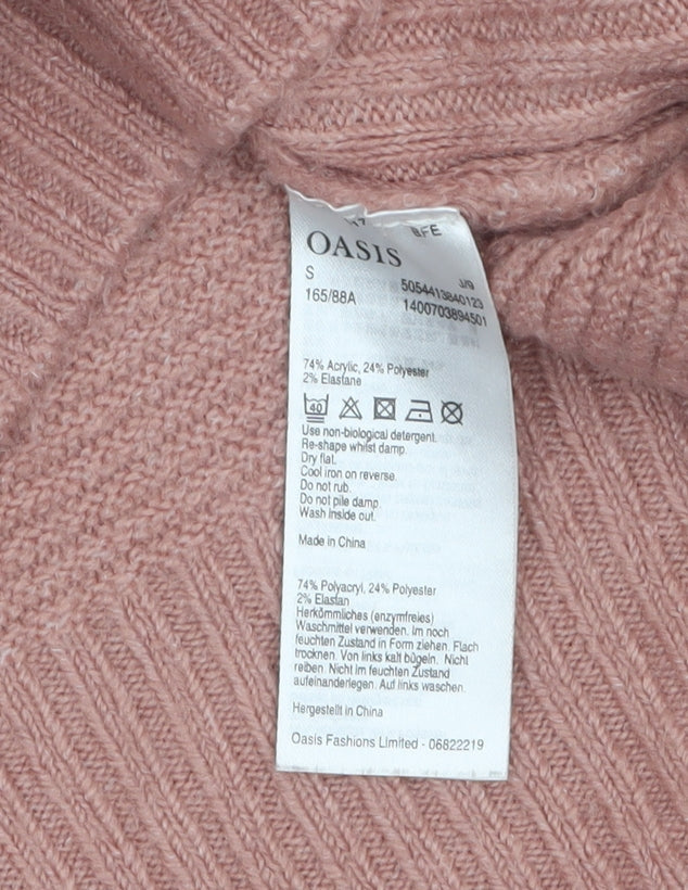 Oasis Women Pink Roll Neck Long Sleeve Knit Pullover Jumper S