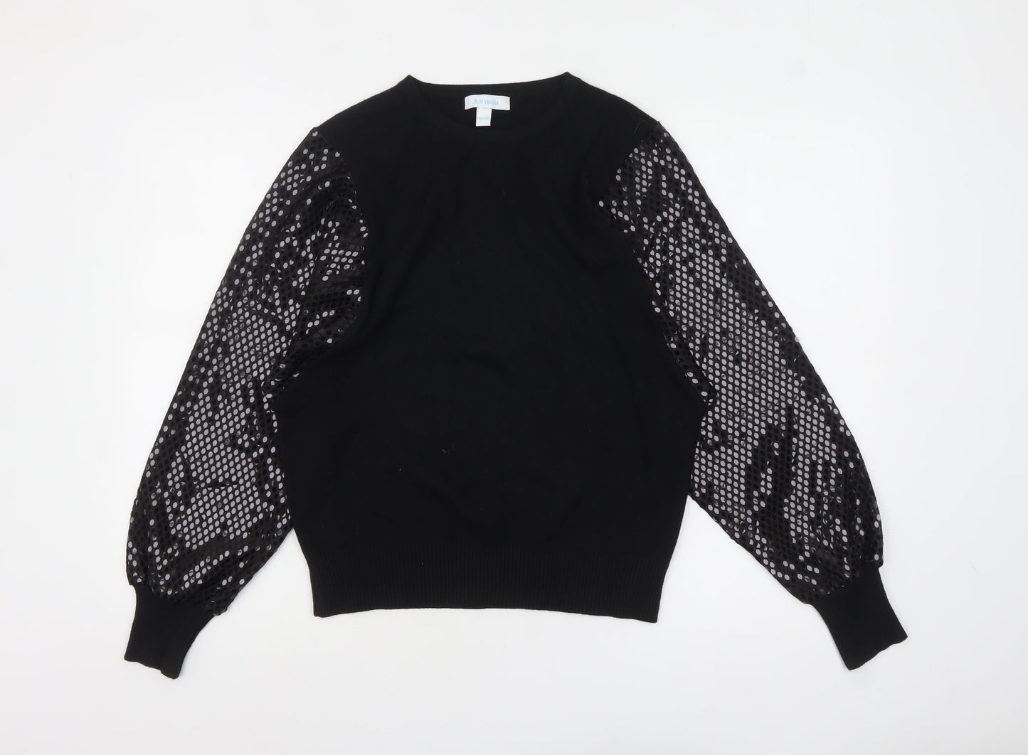 Blue Vanilla Women's Black Sequin Sleeve Pullover Jumper S