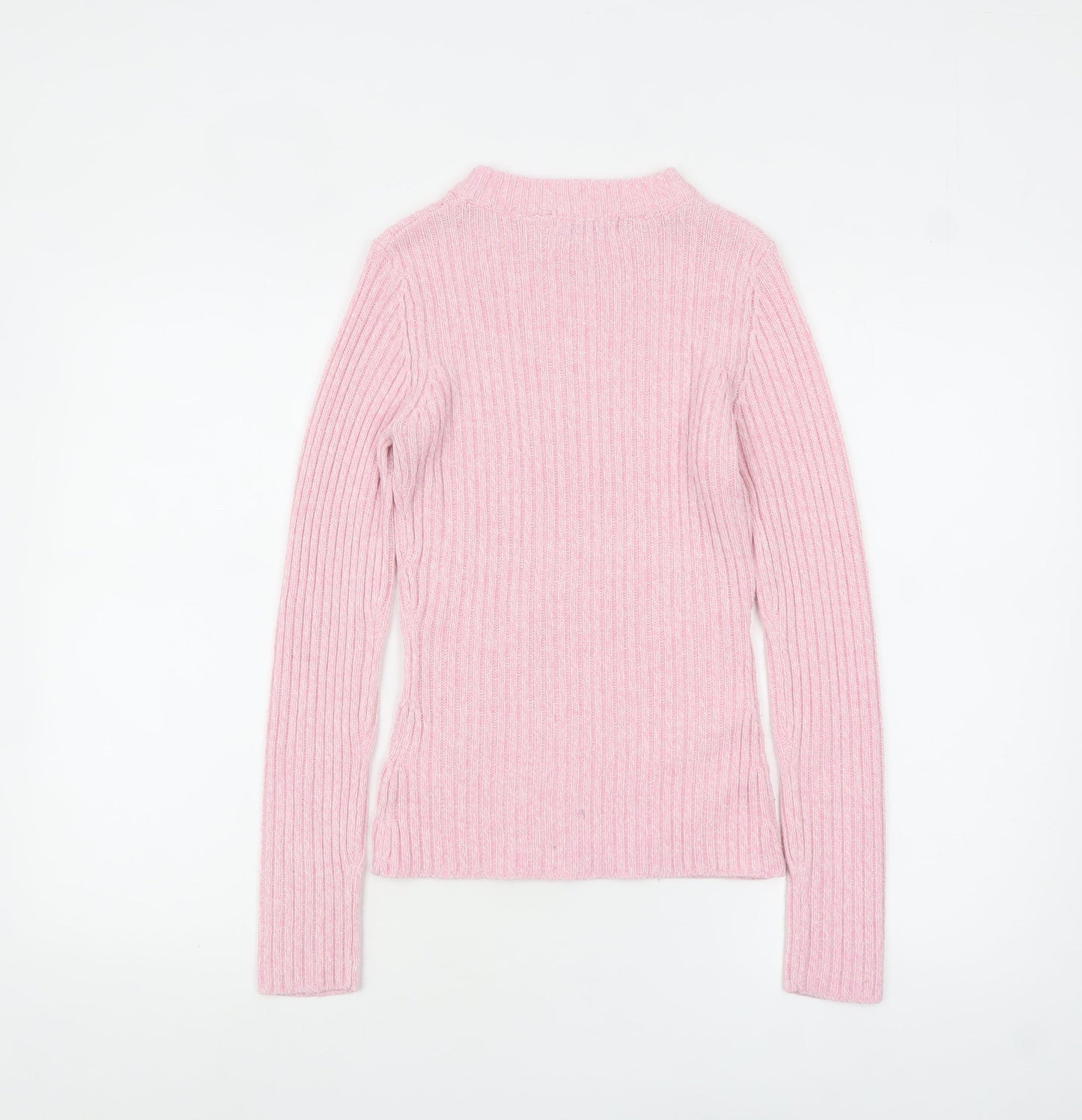 Brave Soul Women’s Pink Ribbed Mock Neck Slim Fit Jumper Size S