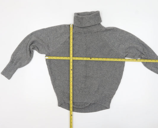 GAP Women’s Grey Roll Neck Waffle-Knit Jumper XS