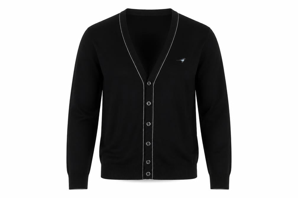 River Island Men's Black V-Neck Button Cardigan Small