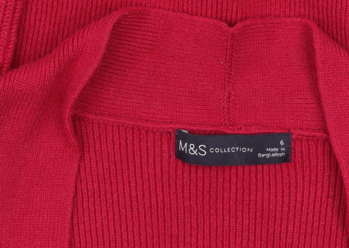 Marks and Spencer Women's Red Long Sleeve Knit Cardigan Size 6