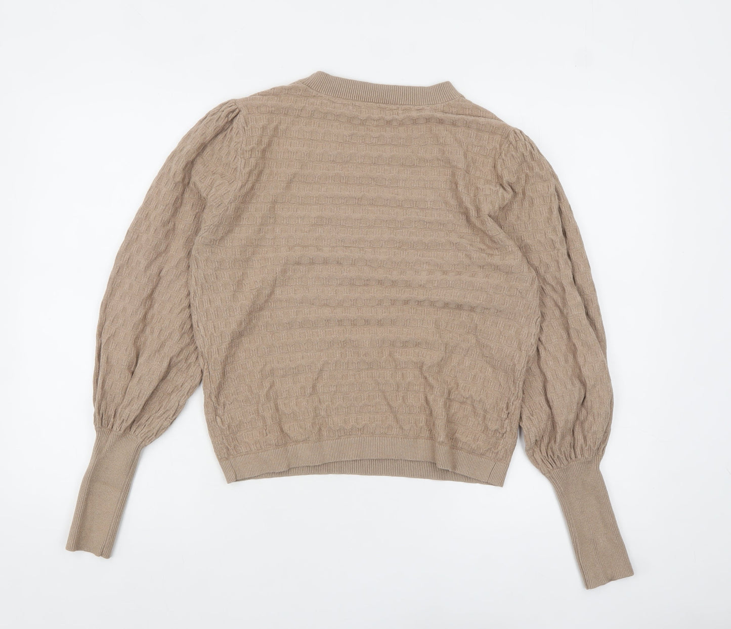 ONLY Women Beige Knit Pullover Jumper M Long Sleeve Crew Neck
