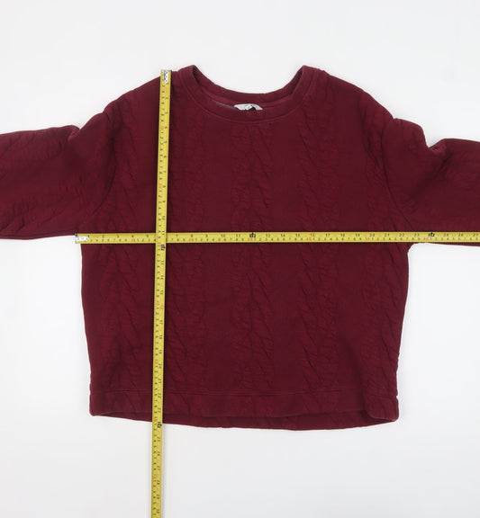 Next Women Burgundy Textured Pullover Sweatshirt Size L