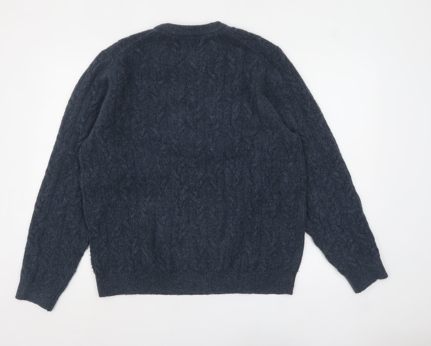Marks and Spencer Men's Blue Cable Knit Wool Blend Jumper Size L