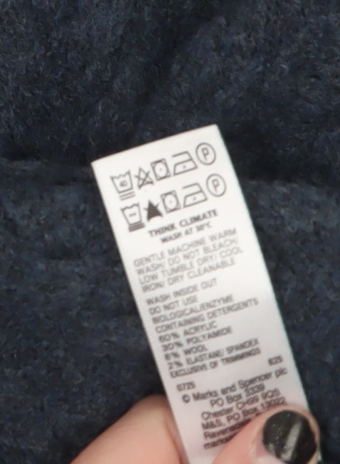 Marks and Spencer Men's Blue Cable Knit Wool Blend Jumper Size L