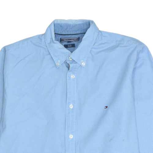 Tommy Hilfiger Men's Blue Slim Fit Stretch Button-Up Shirt M