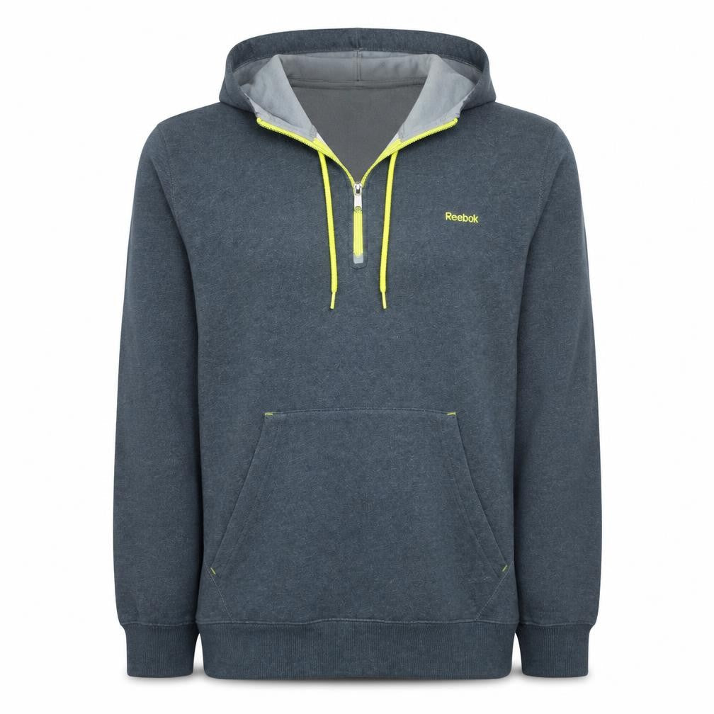 Reebok Men's Grey 2XL 1/2 Zip Hooded Sweatshirt