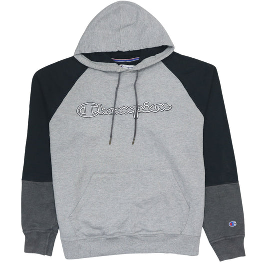 Champion Men's Grey Pullover Hoodie L Fleece Logo Sweatshirt