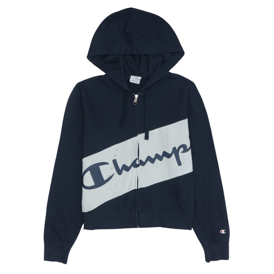 Champion Men's Blue Full Zip Hoodie Large Logo Sportswear