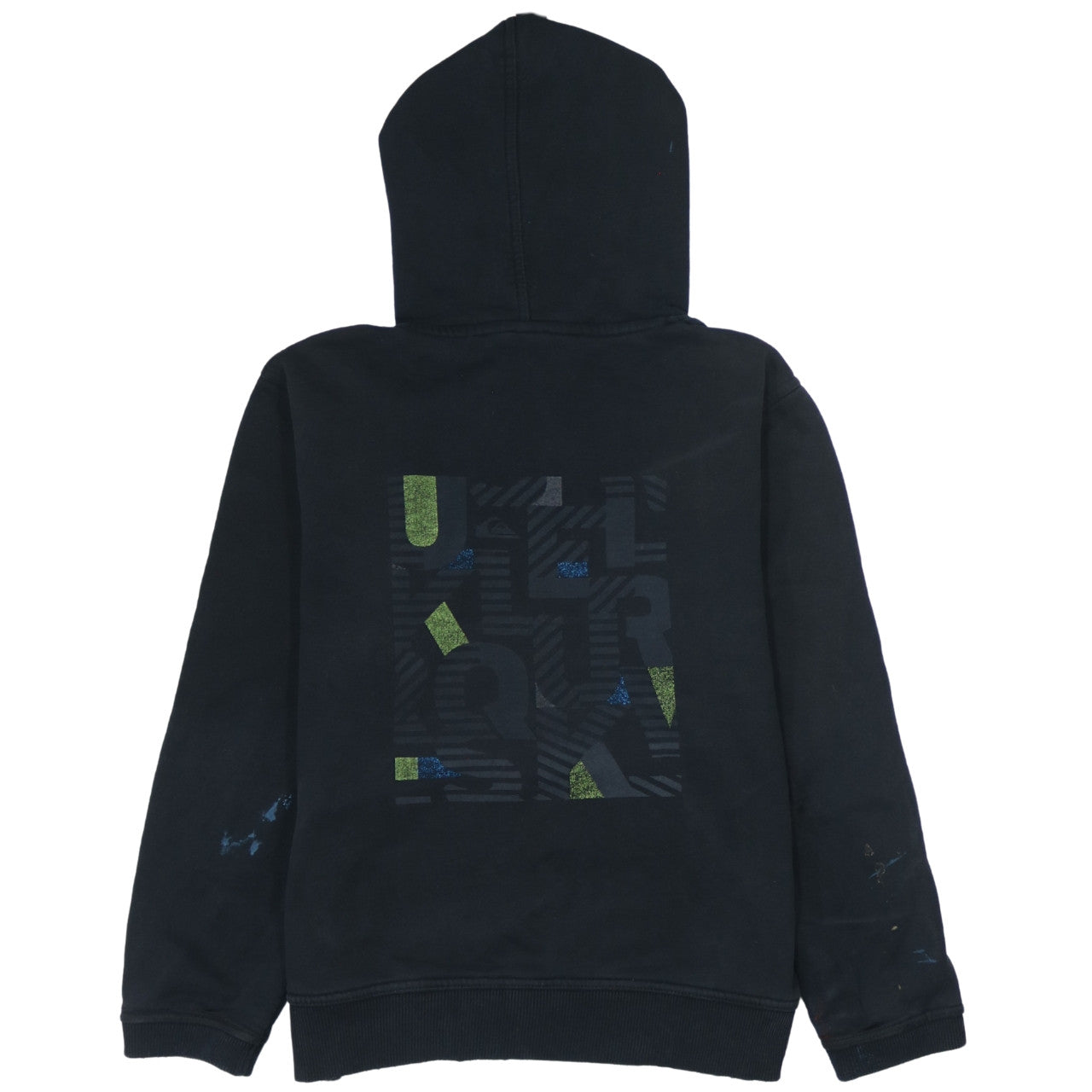 Quiksilver Boys Black Hoodie Pullover Fleece Graphic Print Size 14 Years