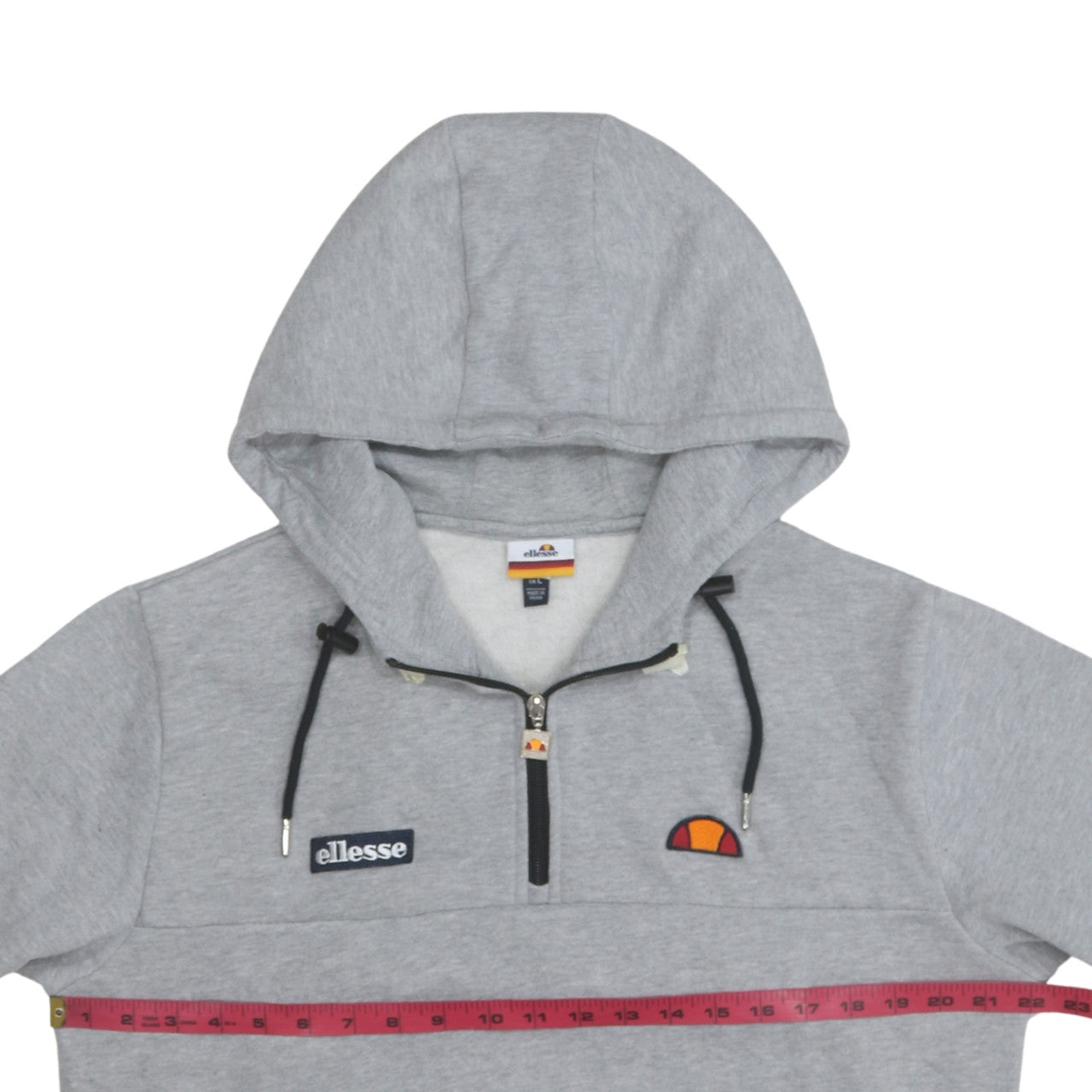Ellesse Men Grey 1/2 Zip Hoodie L Regular Fit Sports Style