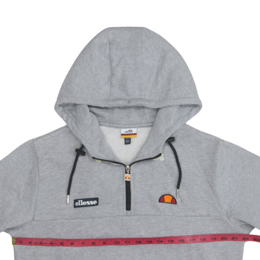 Ellesse Men Grey 1/2 Zip Hoodie L Regular Fit Sports Style
