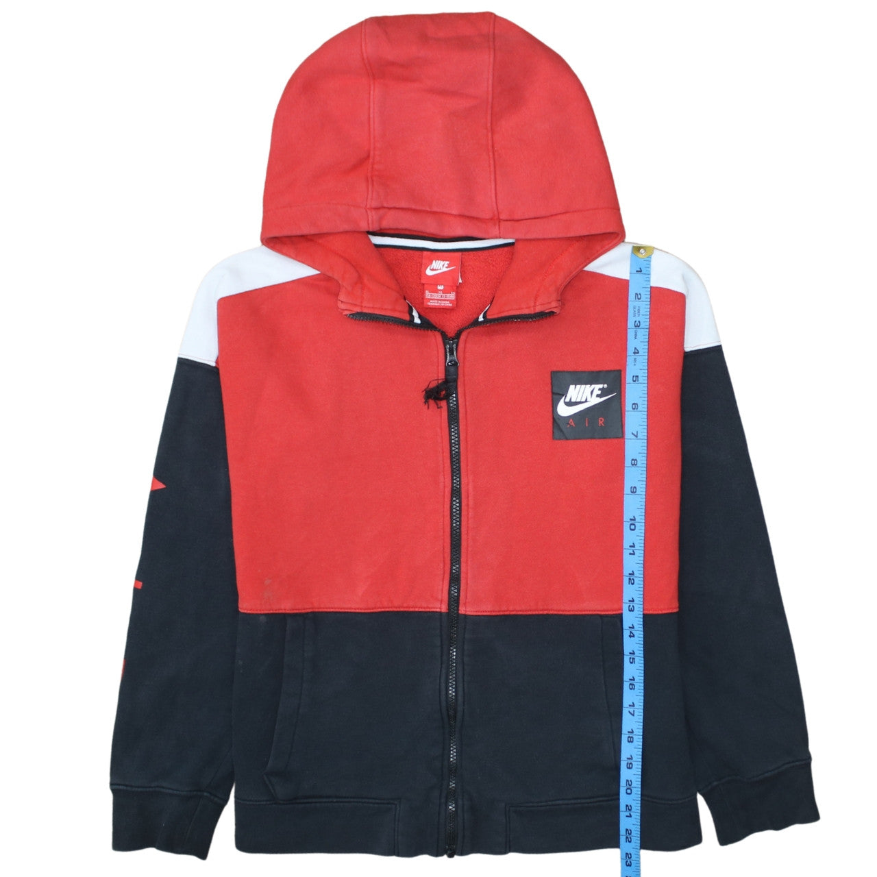 Nike Boys Red Black Full Zip Hoodie Sweatshirt XL 13-15 Years Cotton Blend