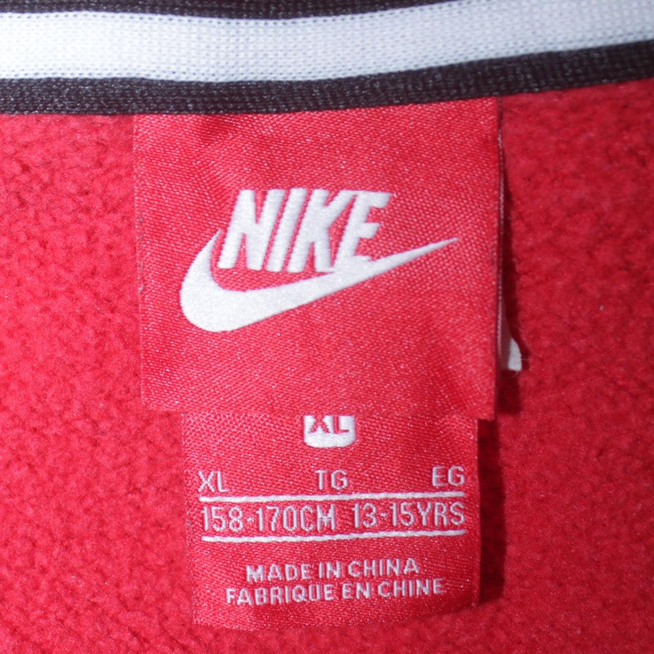 Nike Boys Red Black Full Zip Hoodie Sweatshirt XL 13-15 Years Cotton Blend