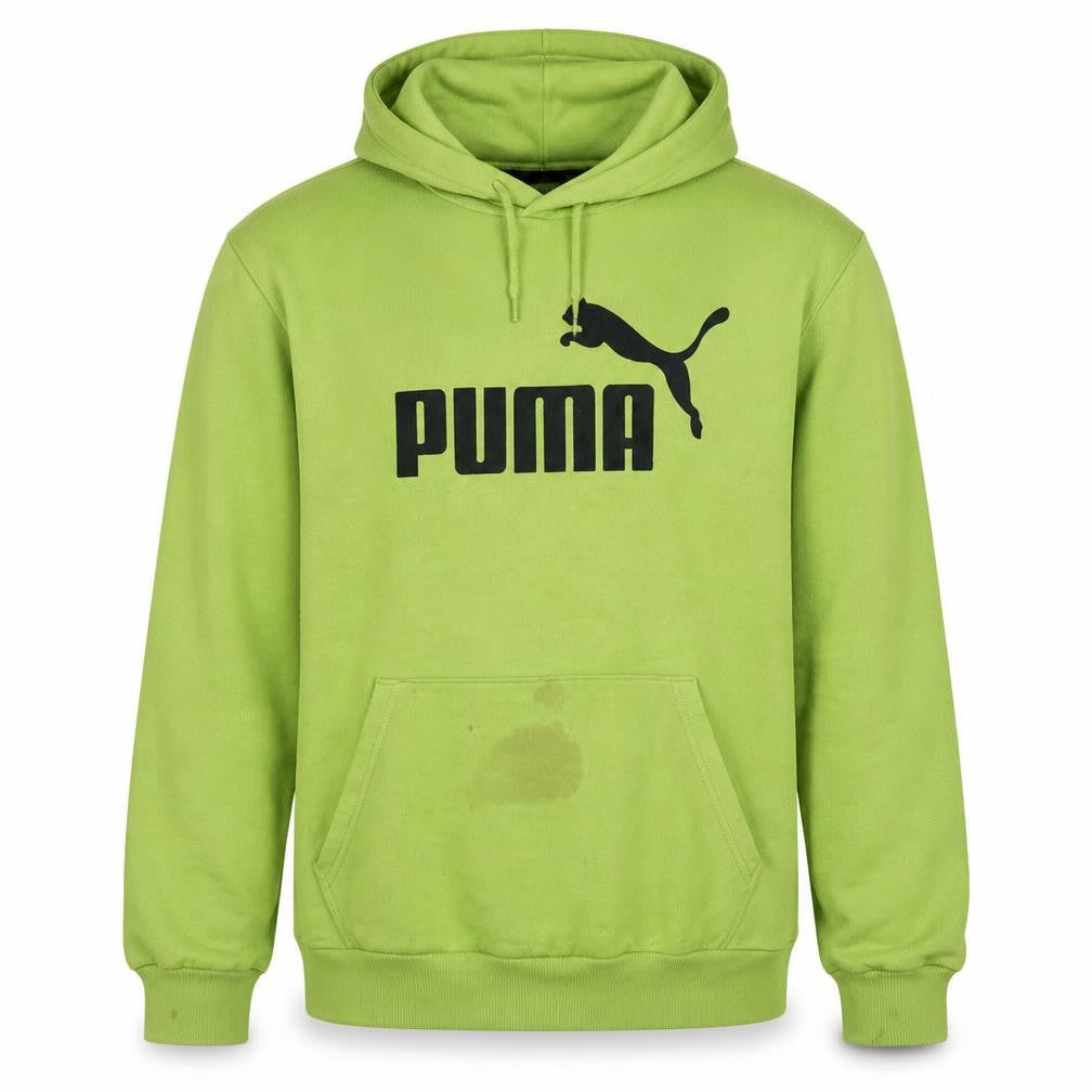 Puma Men's Green Pullover Hoodie M Regular Fit Fleece Logo