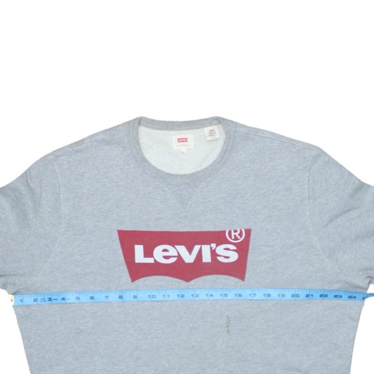 Levi's Men's Grey XL Pullover Crew Neck Sweatshirt Logo Fleece
