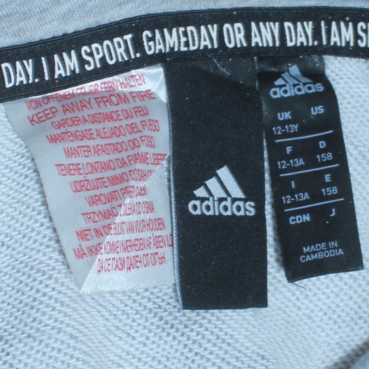 Adidas Boys Grey Camouflage Pullover Hoodie Size 13Y Regular Fit