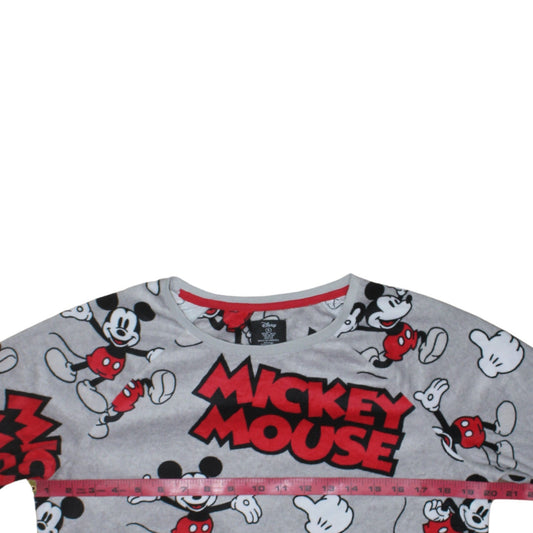 Disney Women’s Grey Mickey Mouse Pyjama Top Size 10-12 Fleece Long Sleeve