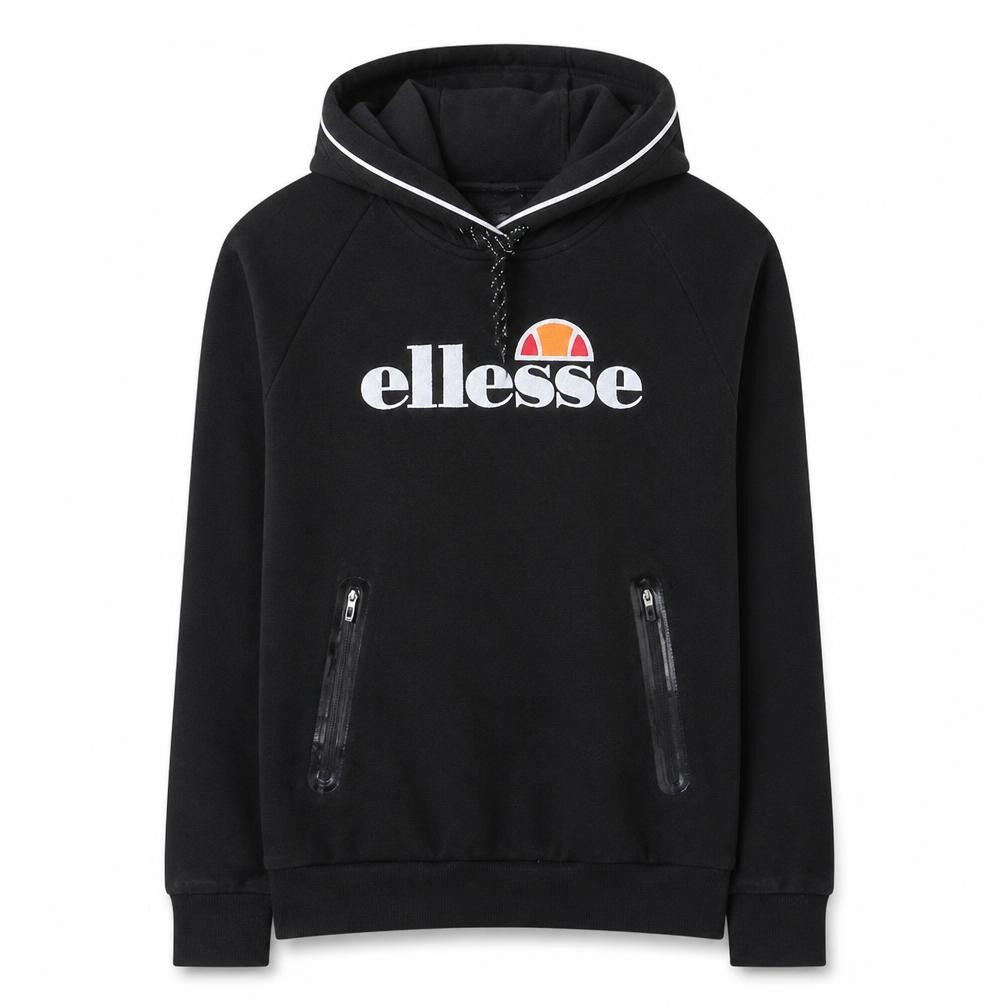 Ellesse Womens Black Pullover Hoodie Size 12 Cotton Blend Logo Sweatshirt