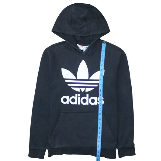 Adidas Boys Black Hoodie 13-14 Years Pullover Fleece Trefoil Logo