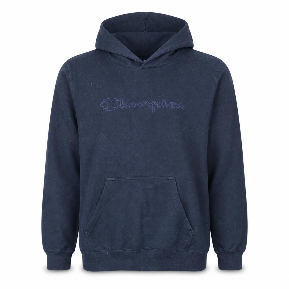 Champion Men's Blue Pullover Hoodie Large Embroidered Logo Fleece