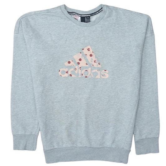 Adidas Womens Grey Crew Neck Sweatshirt Size 14 Logo Print Pullover
