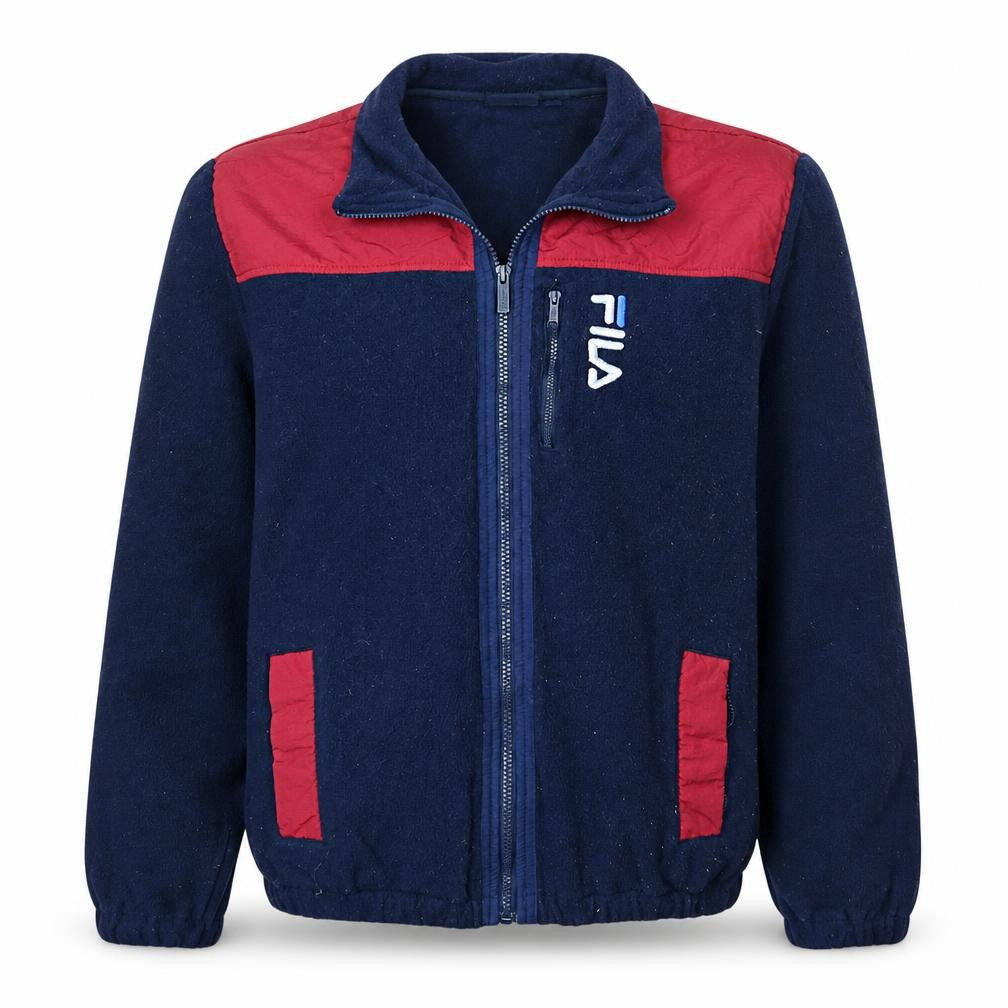FILA Men's Blue and Red Full Zip Fleece Jacket Size M